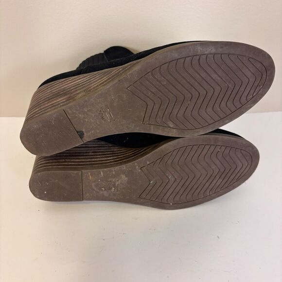 TOMS Black Suede Wedge Booties Size 8 - Picture 7 of 7